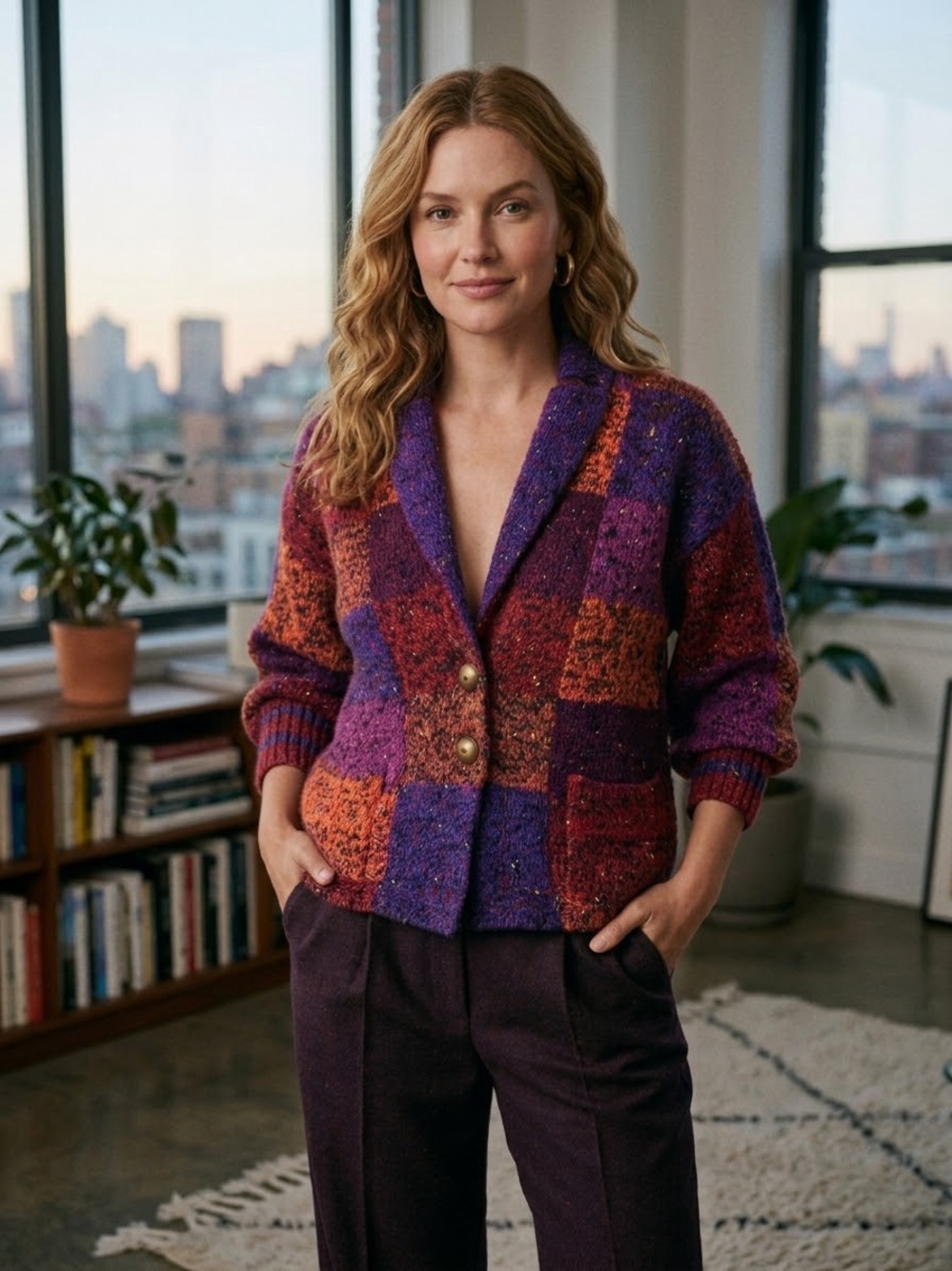 Handwoven Art to Wear Patchwork Cardigan Vintage Knit Jacket Statement